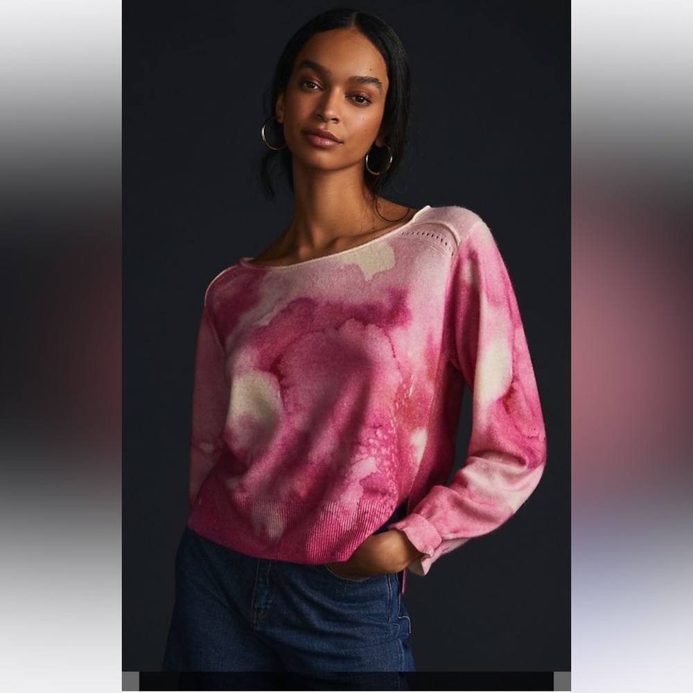 EUC Women's Anthropologie Printed Cashmere Sweater!!🔥🔥🔥